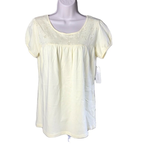 Kim Rogers NWT Cute Shirt Blouse ~ Sz S ~ Yellow ~ Cap Sleeve - Picture 1 of 5